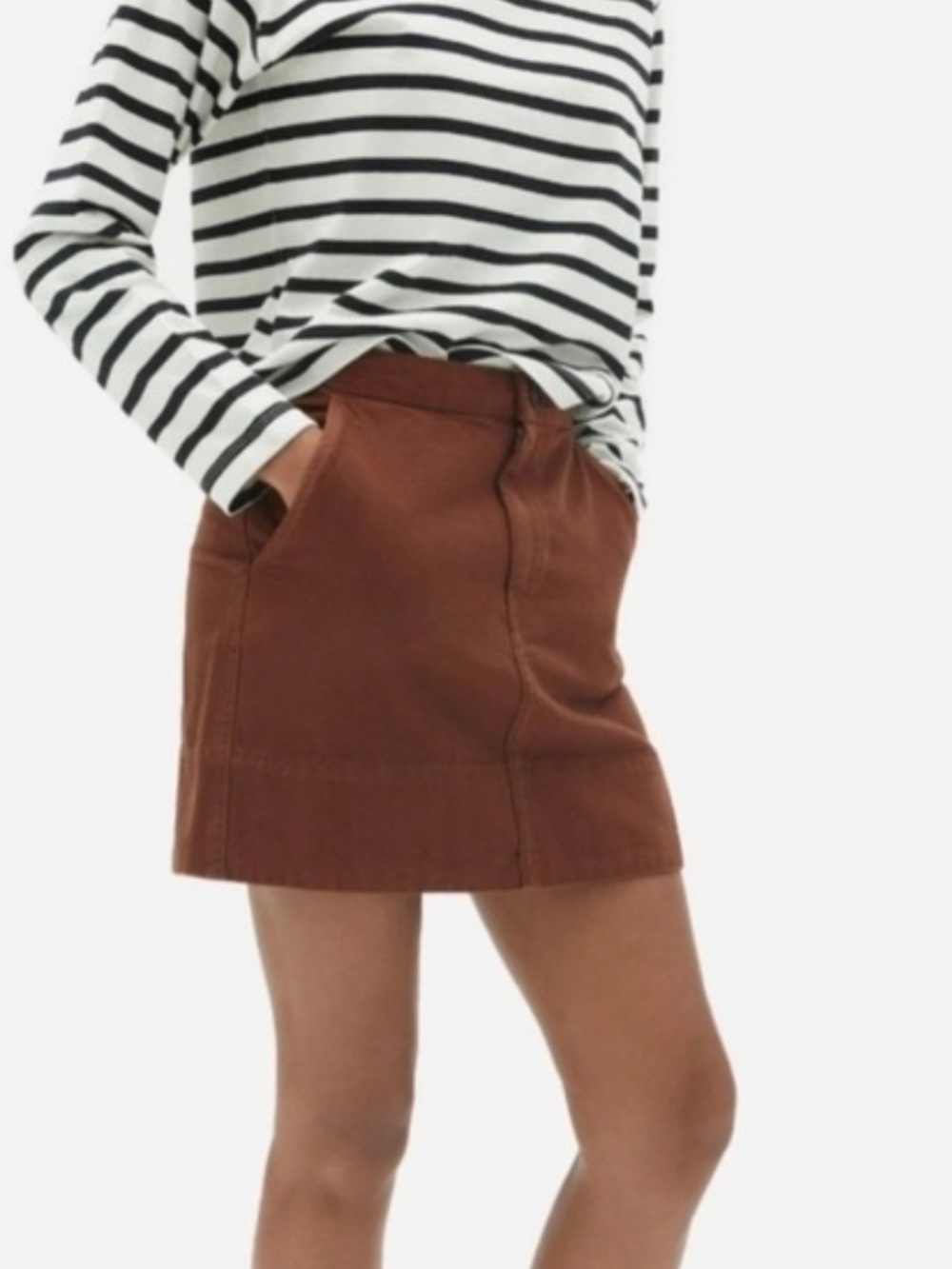 Everlane 100% Cotton Terracotta Mini Skirt with Front Button